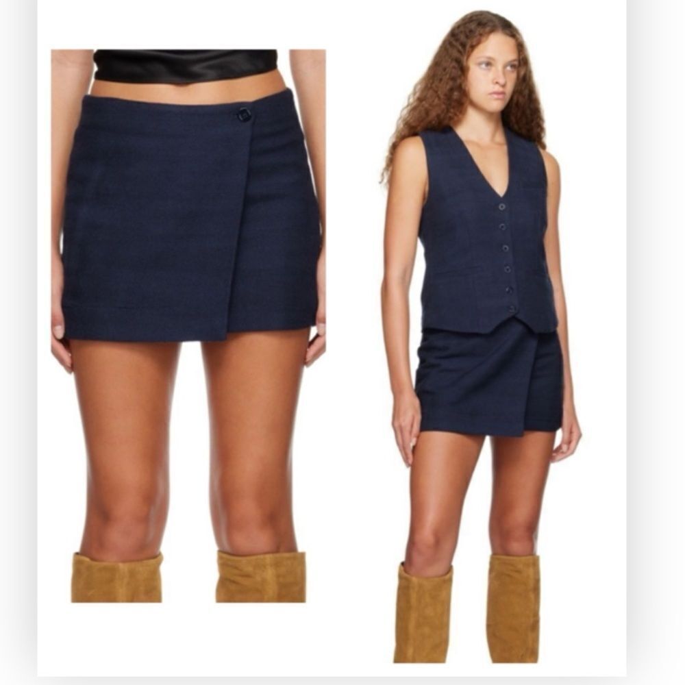 Staud Navy Tour Miniskirt $226